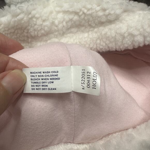 Baby Gap Infant Jacket Pink White Sherpa Fleece Sz 0-3 month Coat Lined Zip Y2K - Picture 10 of 15